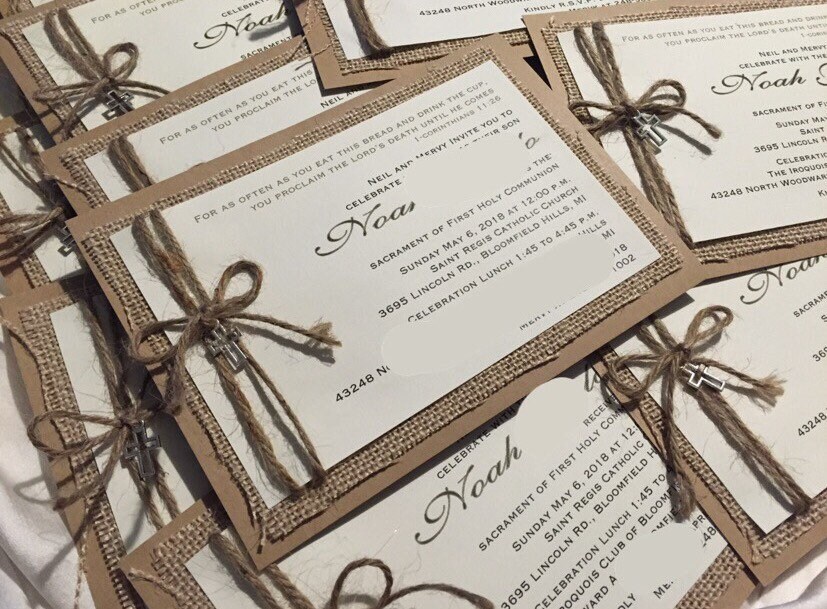 Neutral Natural Rustic Ivory and Burlap Invitation