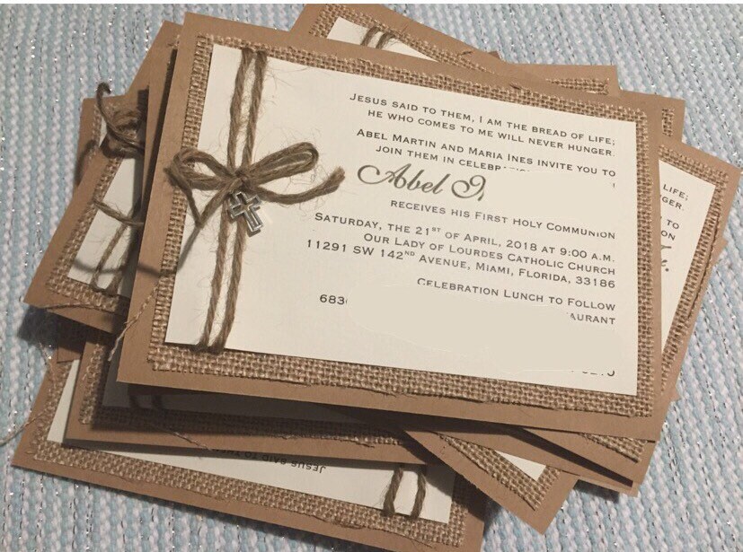 Neutral Natural Rustic Ivory and Burlap Invitation - Image 3